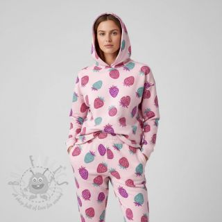 Dresówka drapana JOGGING Strawberries pink