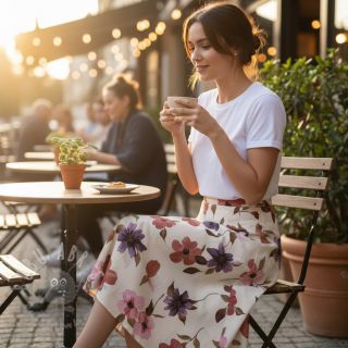 Bawełniana tkanina VISCOSE Flowers offwhite digital print