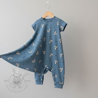 Bawełniana tkanina FLANNEL Zebras blue