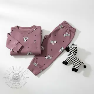 Bawełniana tkanina FLANNEL Zebras mauve
