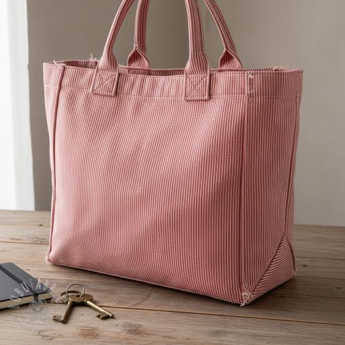 Tkanina dekoracyjna DOBBY Colored stripe poppy red