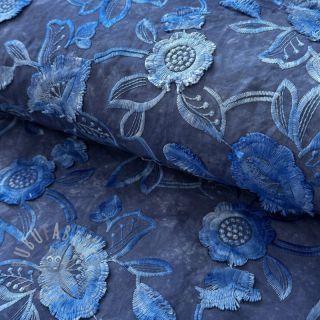 Bawełniana tkanina TIE DYE EMBROIDERY Flora design B