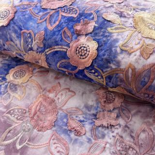 Bawełniana tkanina TIE DYE EMBROIDERY Flora design C