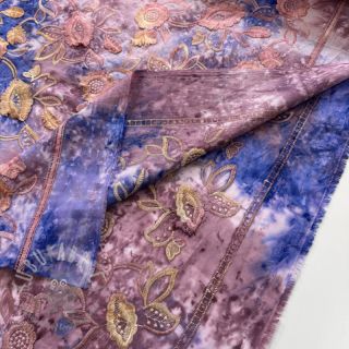 Bawełniana tkanina TIE DYE EMBROIDERY Flora design C