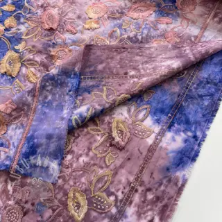 Bawełniana tkanina TIE DYE EMBROIDERY Flora design C