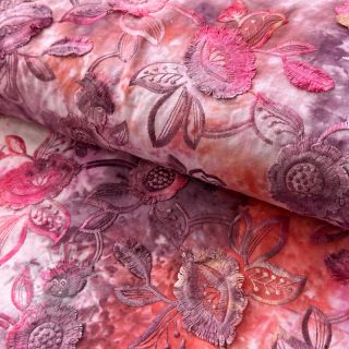 Bawełniana tkanina TIE DYE EMBROIDERY Flora design D