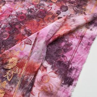 Bawełniana tkanina TIE DYE EMBROIDERY Flora design D