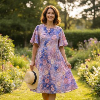 Bawełniana tkanina TIE DYE EMBROIDERY Flora design C