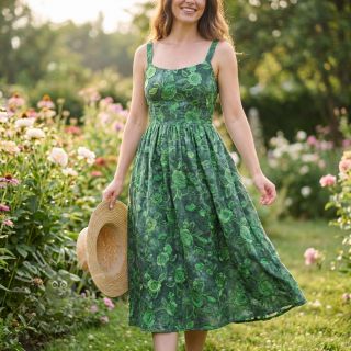 Bawełniana tkanina TIE DYE EMBROIDERY Flora design A