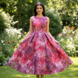 Bawełniana tkanina TIE DYE EMBROIDERY Flora design D