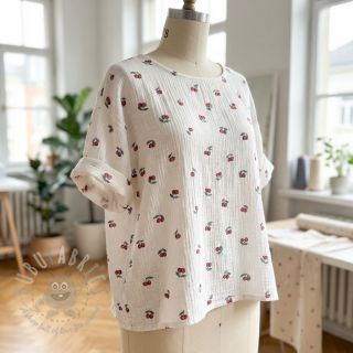 Muślin double gauze Fruits cherry ORGANIC