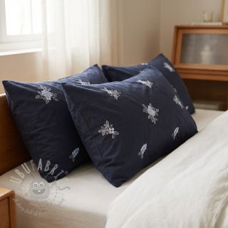 Bawełniana tkanina VOILE EMBROIDERY Flowers navy
