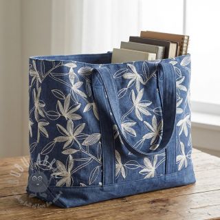 Bawełniana tkanina JEANS Embroidery Flowers white