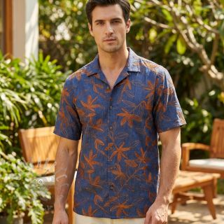 Bawełniana tkanina JEANS Embroidery Flowers camel