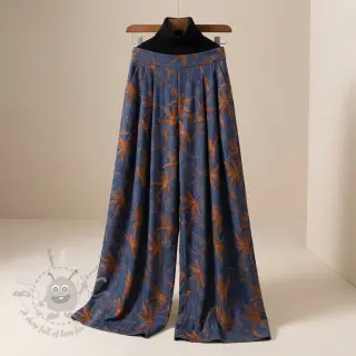Bawełniana tkanina JEANS Embroidery Flowers camel