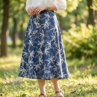 Bawełniana tkanina JEANS Embroidery Flowers white