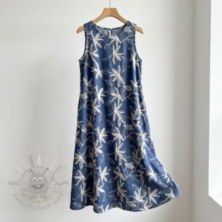 Bawełniana tkanina JEANS Embroidery Flowers white