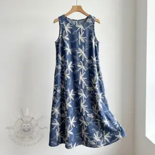 Bawełniana tkanina JEANS Embroidery Flowers white