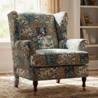 Tkanina dekoracyjna jacquard Basmati allover bleu