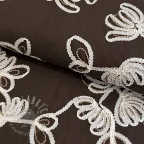 Bawełniana tkanina EMBROIDERY Loom En Light brown