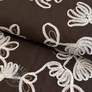 Bawełniana tkanina EMBROIDERY Loom En Light brown