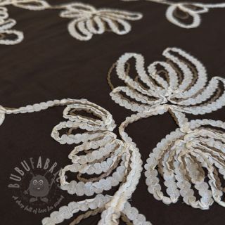 Bawełniana tkanina EMBROIDERY Loom En Light brown