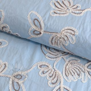 Bawełniana tkanina EMBROIDERY Loom En Light baby blue