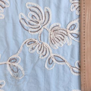 Bawełniana tkanina EMBROIDERY Loom En Light baby blue