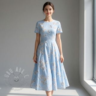 Bawełniana tkanina EMBROIDERY Loom En Light baby blue