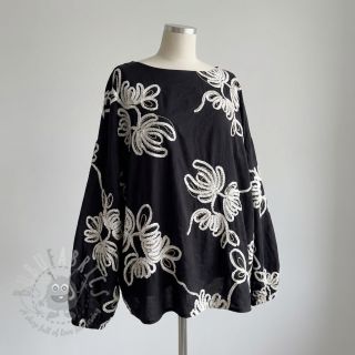 Bawełniana tkanina EMBROIDERY Loom En Light black