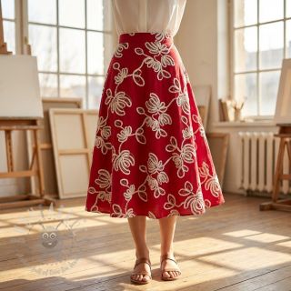 Bawełniana tkanina EMBROIDERY Loom En Light red