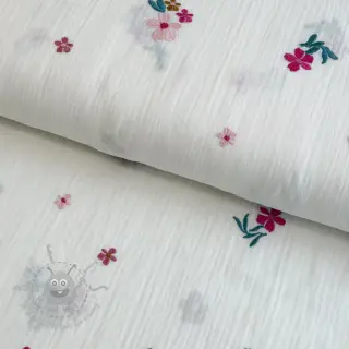 Muślin double gauze EMBROIDERY Flowers MIA camel