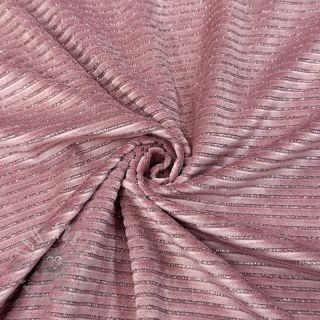 Tkanina elastyczny aksamit VELVET LUREX Stripe pink