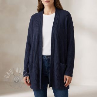 Dzianina swetrowa WAFFLE BIG KNIT navy