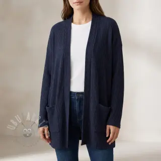 Dzianina swetrowa WAFFLE BIG KNIT navy