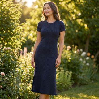 Dzianina swetrowa WAFFLE BIG KNIT navy