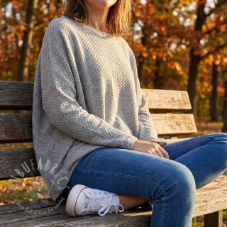 Dzianina swetrowa Angora honey light grey