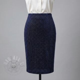 Tkanina elastyczny aksamit VELVET LUREX Stripe marine