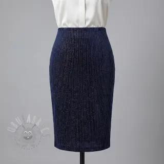 Tkanina elastyczny aksamit VELVET LUREX Stripe marine