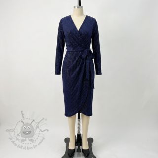 Tkanina elastyczny aksamit VELVET LUREX Stripe marine