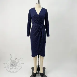 Tkanina elastyczny aksamit VELVET LUREX Stripe marine
