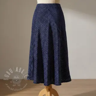 Tkanina elastyczny aksamit VELVET LUREX Stripe marine