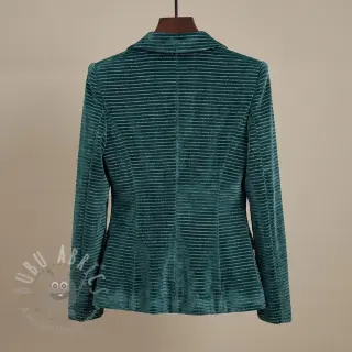 Tkanina elastyczny aksamit VELVET LUREX Stripe forest green