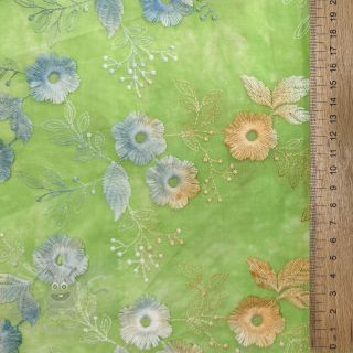 Bawełniana tkanina TIE DYE EMBROIDERY Poppy design V