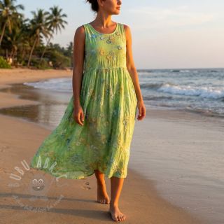 Bawełniana tkanina TIE DYE EMBROIDERY Poppy design V