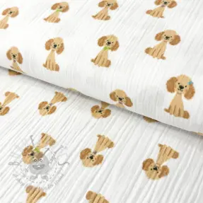 Muślin double gauze Dogs white digital print