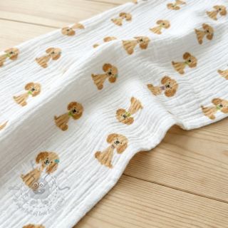 Muślin double gauze Dogs white digital print