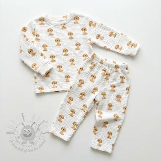 Muślin double gauze Dogs white digital print