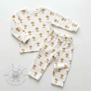 Muślin double gauze Dogs white digital print