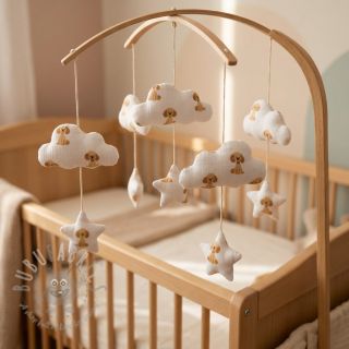 Muślin double gauze Dogs white digital print